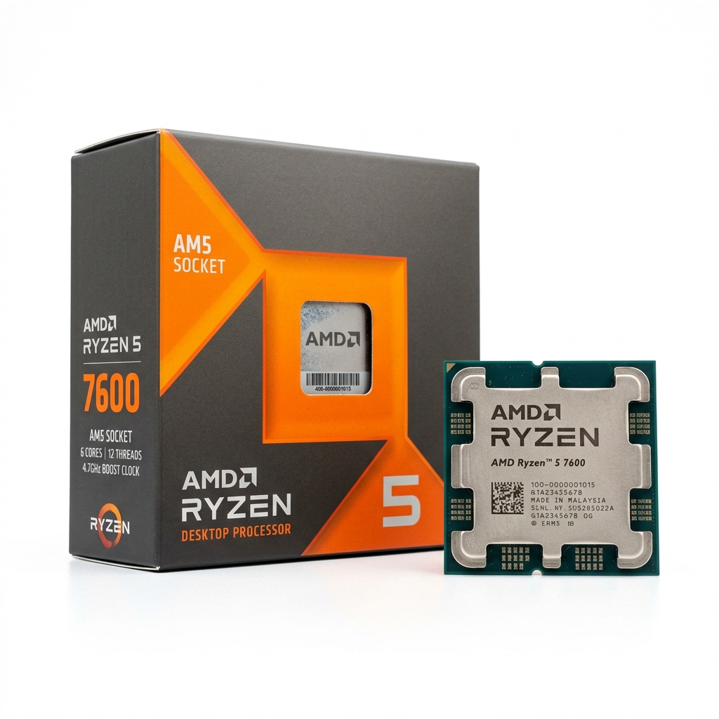 AMD Ryzen 5 7600 6-Core / 12-Thread Processor (Up to 5.1GHz, Radeon Graphics)